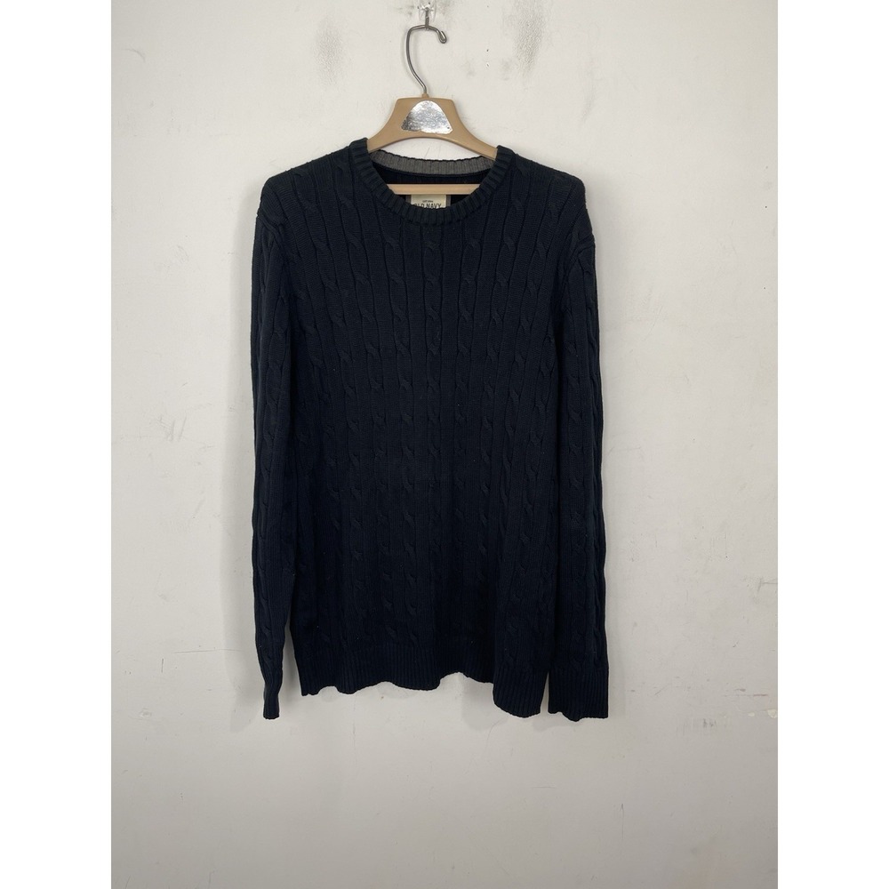Old Navy Mens Sweater Large Preppy Cable Knit Fisherman Academia Collegiate Blue